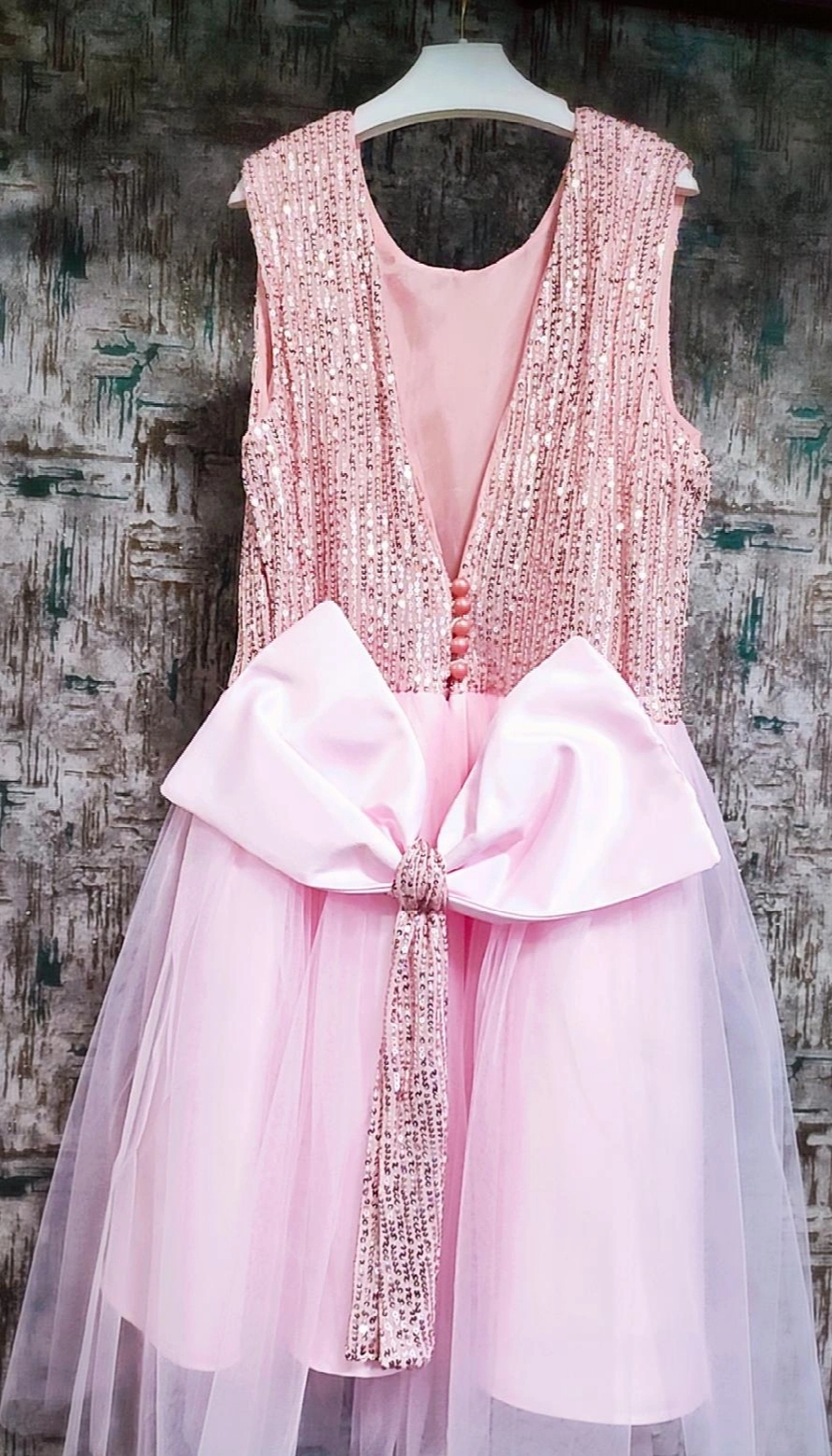 لباس مجلسی کودک (سایز ۴-۵ سال) | بالاتنه پولکی، دامن تور چین‌دار | آسترکشی کامل